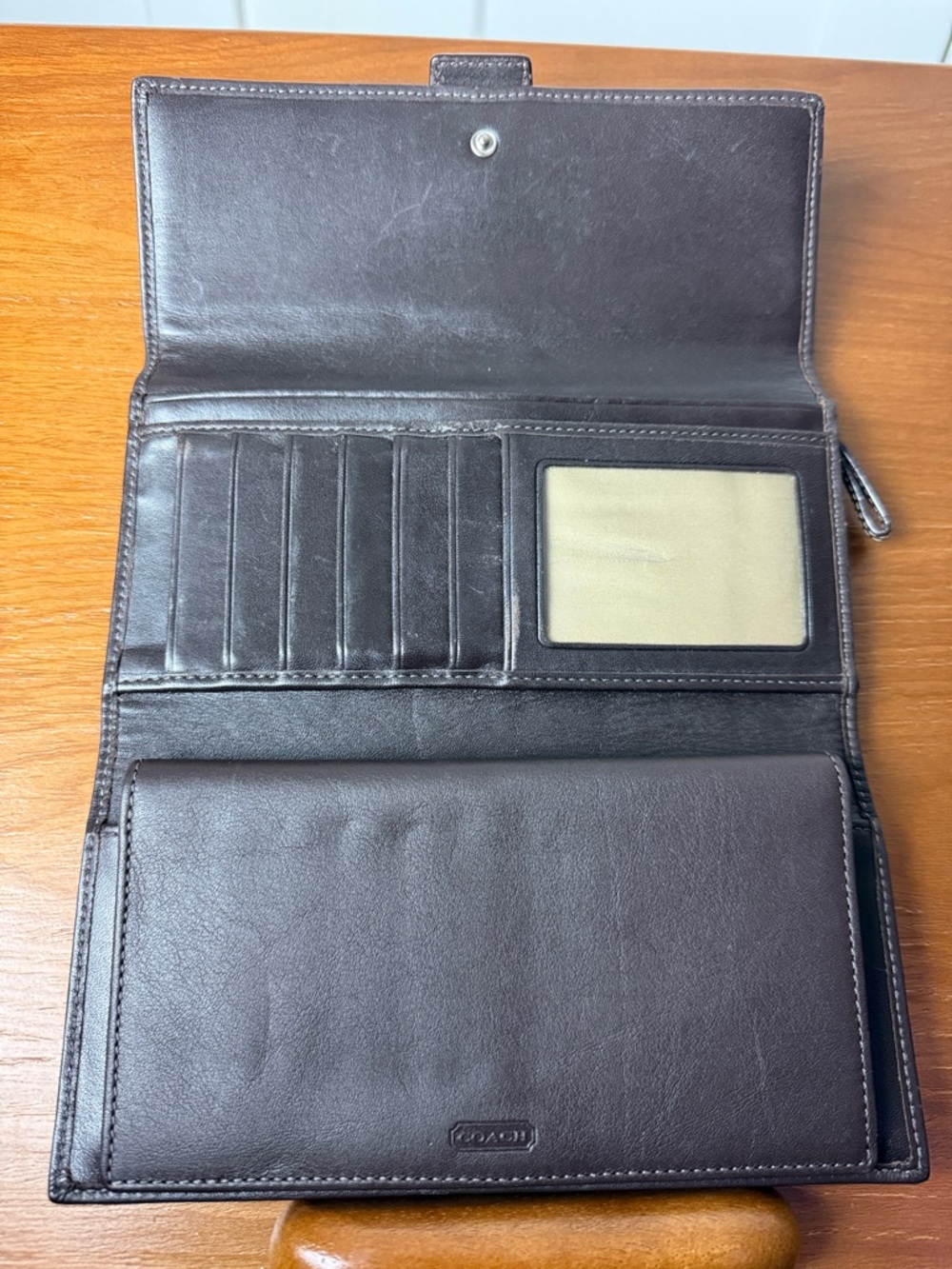 Vintage Coach Y2K soho trifold leather wallet stitch detail silver buckle - Picture 13 of 16